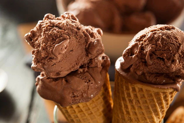 Homemade Dark Chocolate Ice Cream in a Cone