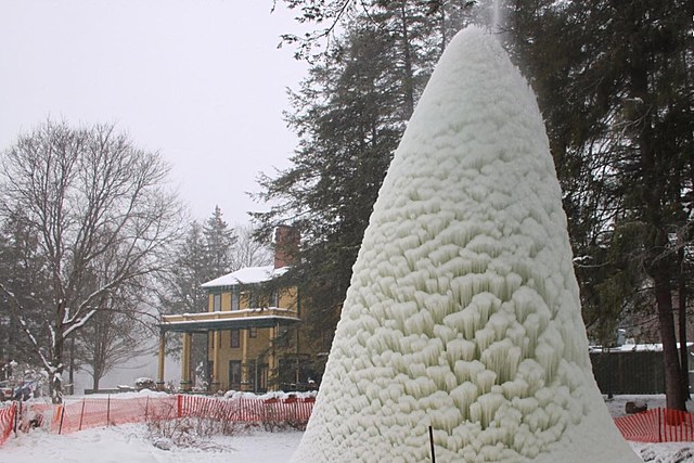 Famous Ice Volcano Growing in New York State Park