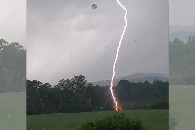 Waterville Woman Strikes Gold, Capturing Lightning Bolt in Her Backyard