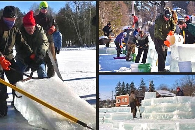PICS: Volunteers Brave the Cold to Create Spectacular Saranac Lake Ice Palace